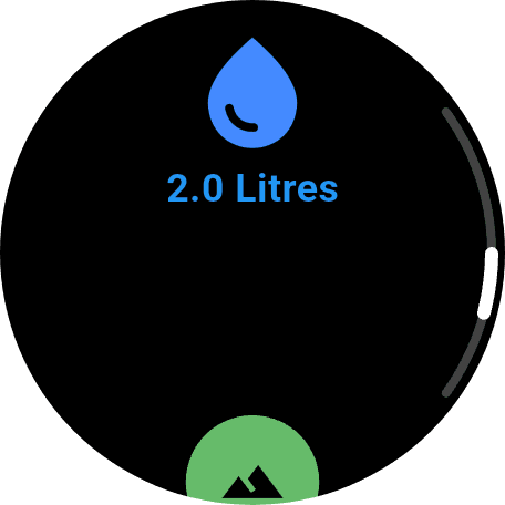 NutriMotion watch water intake screen.