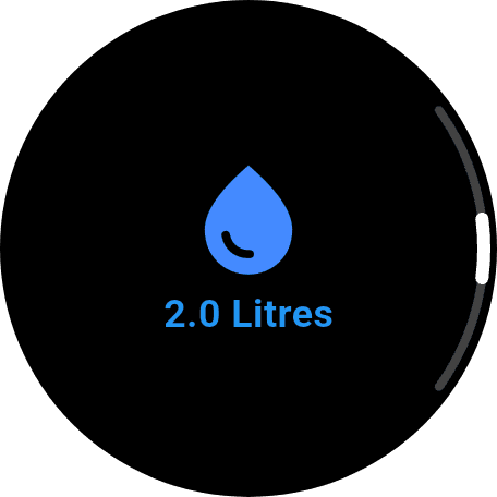 NutriMotion alternate watch water intake screen.