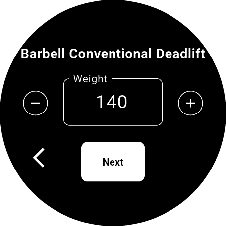 NutriMotion watch set entry screen.